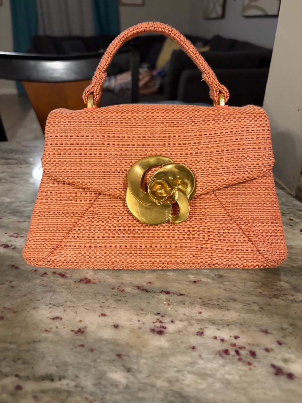 Ted Baker Coral Mini Top-Handle Bag with Gold Twist Clasp